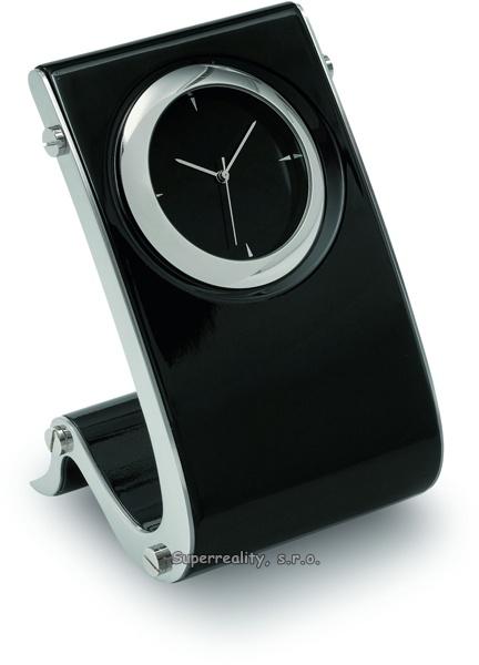 MP3 prehrávač do 5GB - Designové stolové hodiny s vysokým leskom, čierna