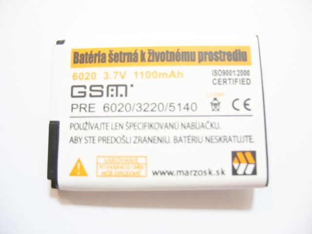 BATÉRIA NOKIA 6020/3220/6070/5140i 1100 Li-Ion NEORIGINÁLNE PREVEDENIE 